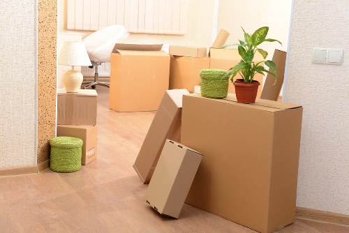 Household and business items prepared for storage in Barking