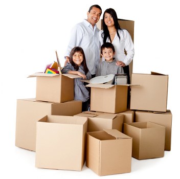 Assorted cardboard boxes and wrapping supplies for packing in Barking